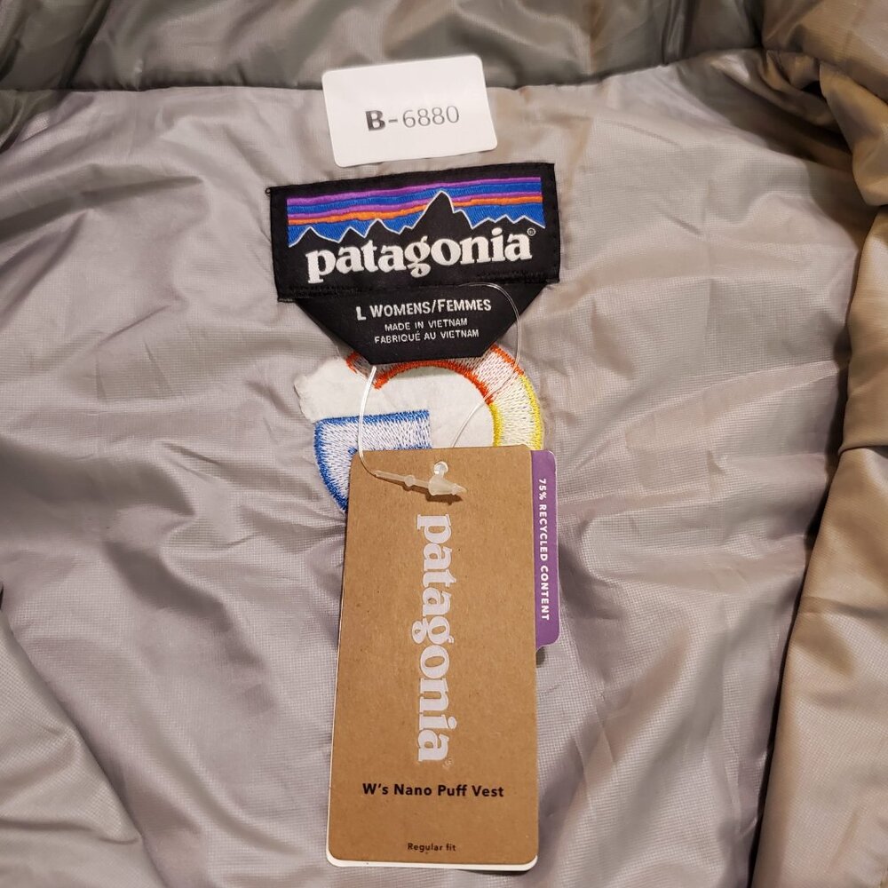 Patagonia Women Nano Puffer Vest Large Gray Google Logo Light Windproof NWT - Picture 9 of 11